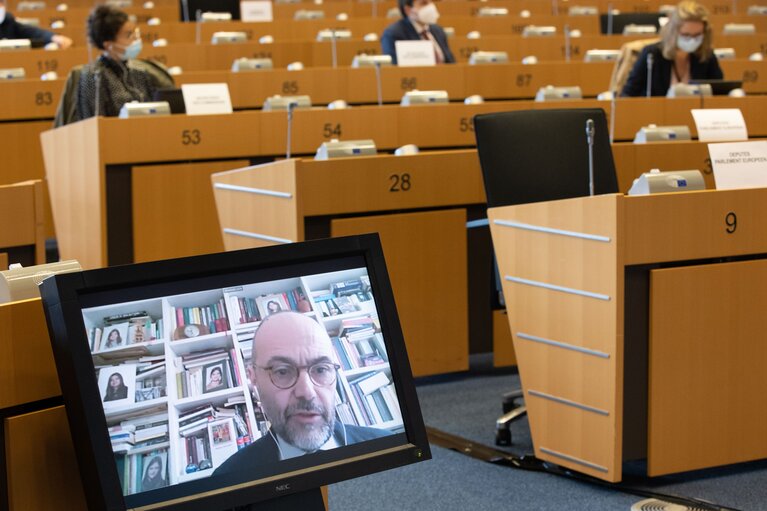 Fotografi 1: BECA Special Committee - Exchange of views  ' The impact of the COVID-19 pandemic on cancer prevention, health services and cancer patients and research : Lessons from a public health crisis '