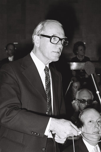 Zdjęcie 21: Knud Borge ANDERSEN, President of the Council of Ministers, during a session in Luxembourg in January 1978.
