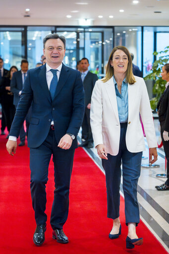 Photo 9: Roberta METSOLA, EP President meets with Dorin RECEAN, Prime Minister of the Republic of Moldova